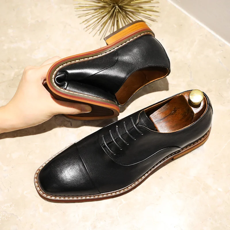 Брендовые мужские повседневные туфли DESAI из натуральной кожи деловые Роскошные