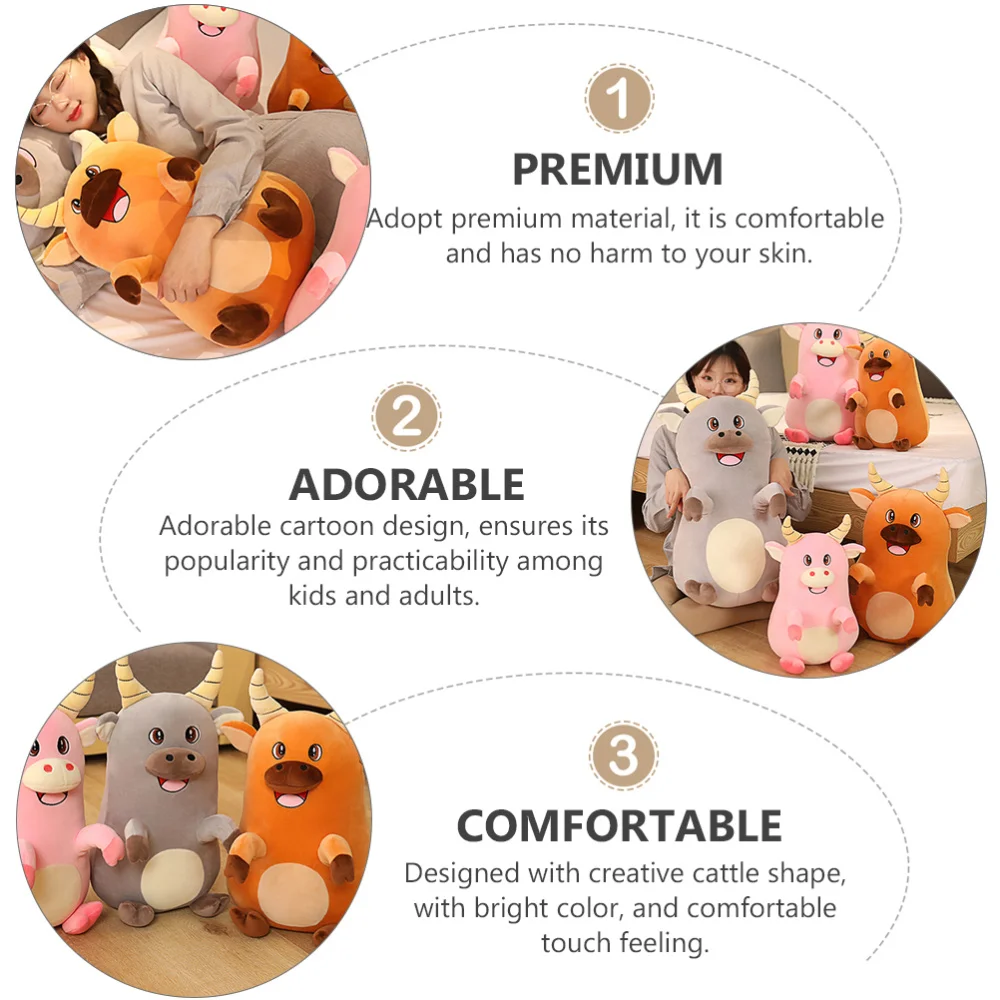 

1pc Cattle Shape Kids Plush Lovely Educational Plaything Kids Doll