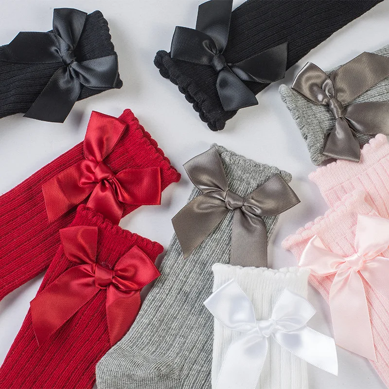 Носки детские хлопковые Нескользящие с большим бантом | Детская одежда и обувь