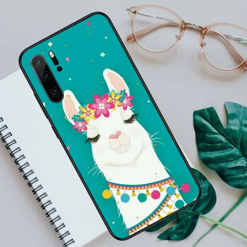 

Cute Llama Alpaca Animals Cartoon Phone Case For Huawei P40 P20 P30 lite Pro P Smart 2019 Mate 40 20 10 Lite Pro Nova 5t