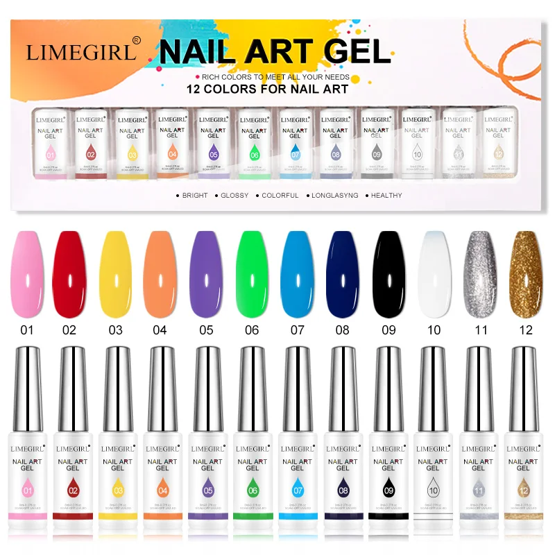 

8ml/pcs Nail Art Line Polish Gel Set Soak Off UV/LED Paint Nail Pulling Line Silk DIY Painting Varnish Liner Gel Polish Tool Kit