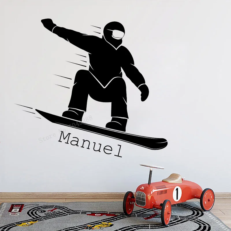 Виниловые наклейки на стену с именем заказ для сноуборда спорта зимы снега