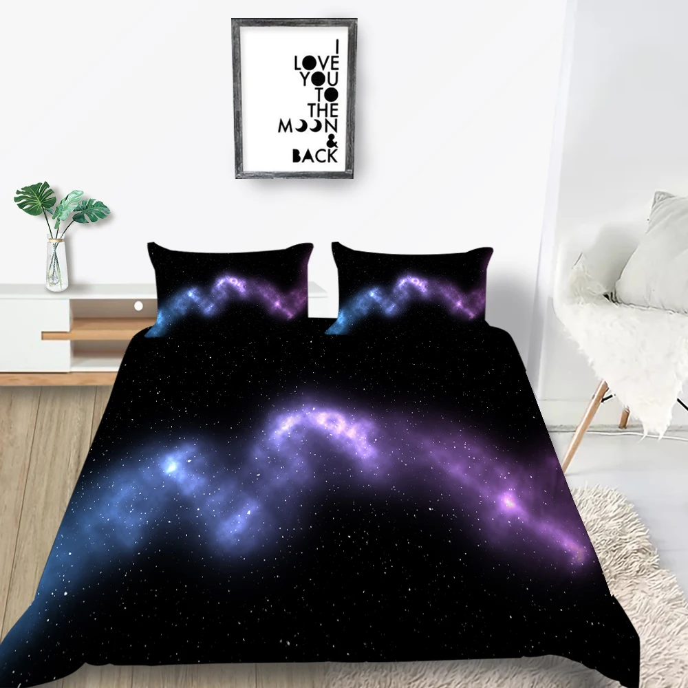 Комплект постельного белья с рисунком облаков и звездного неба мягкий