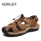 Мужские сандалии из натуральной кожи SURGUT, коричневые пляжные босоножки, уличные классические повседневные кроссовки для лета, 2022