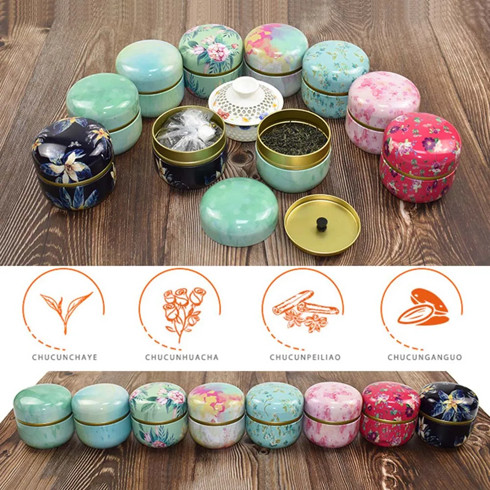 

Multifunction Chinese Style Tea Caddies Round Metal Tea Box Jar with Lid xqmg Tea Caddies Teaware Kitchen Dining Bar Home Garden