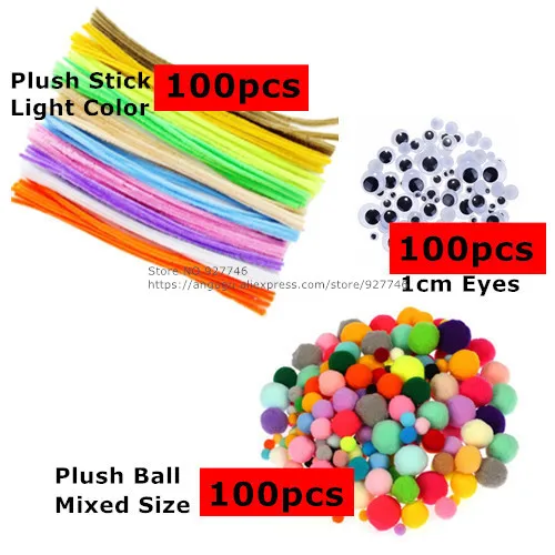 Light-Each 100pcs 1 1,5 2 2,5 3 см большой средний маленький цветной шерстяной шар для мальчиков и девочек Игрушки для детского сада ручной работы материалы плюшевая палочка помпоны BS94 - Цвет: Light-Each 100pcs