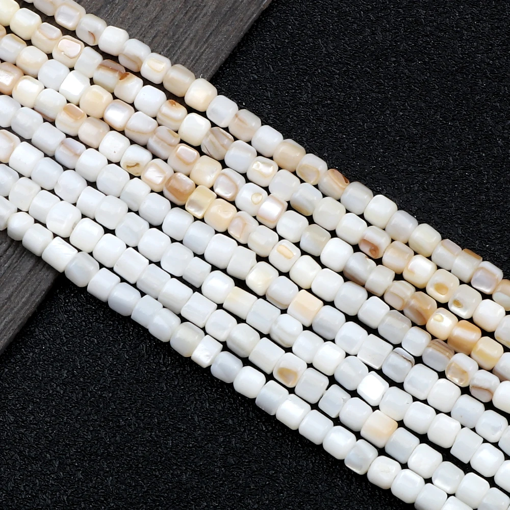 Оптовая продажа 3*4 мм цилиндрические натуральные пресноводные бусины из ракушек очаровательные свободные Перламутровые Бусины для изготовления ювелирных изделий своими руками 15 дюймов на