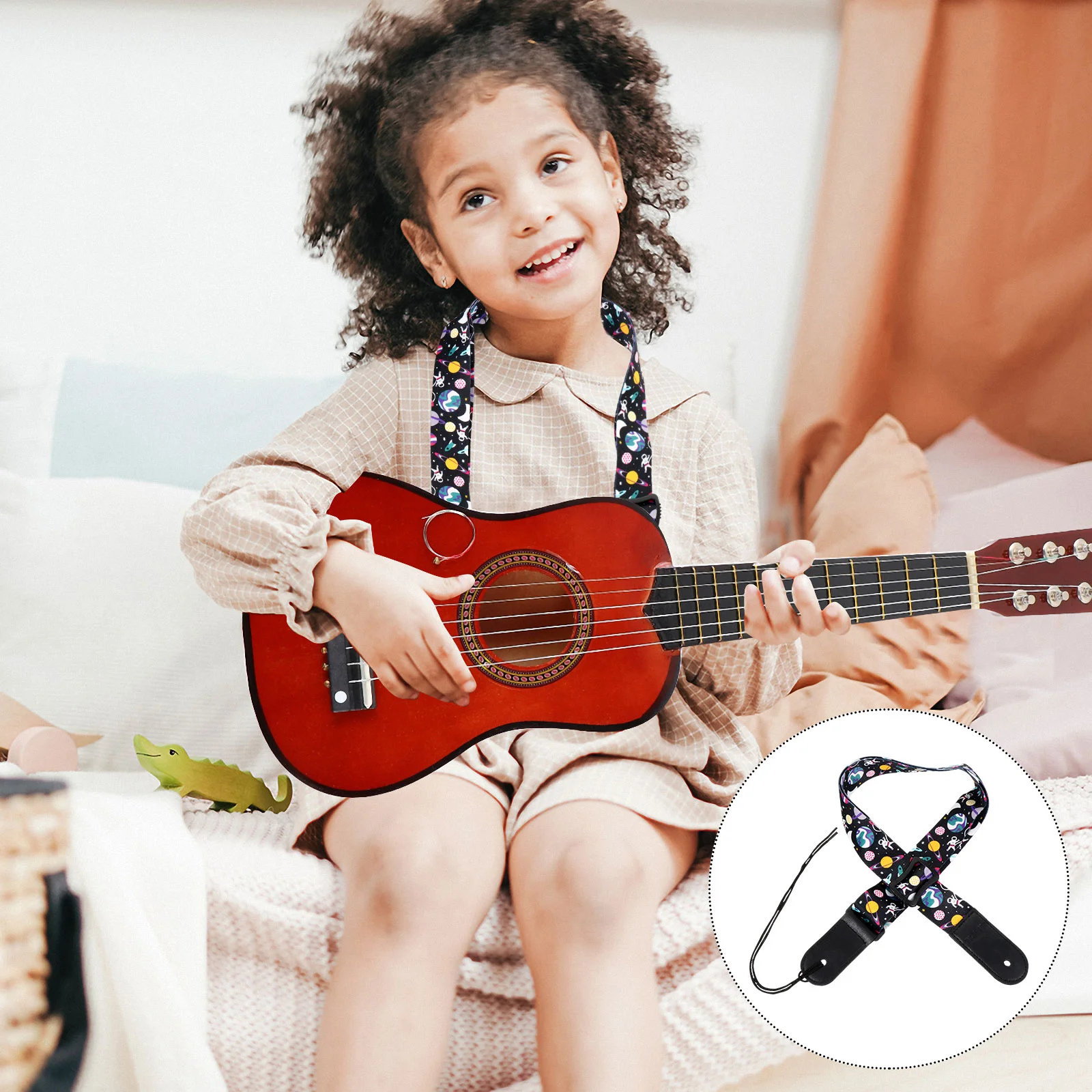 

Kids Guitar Strap Genuine Leather End and Polyester Guitar Shoulder Strap