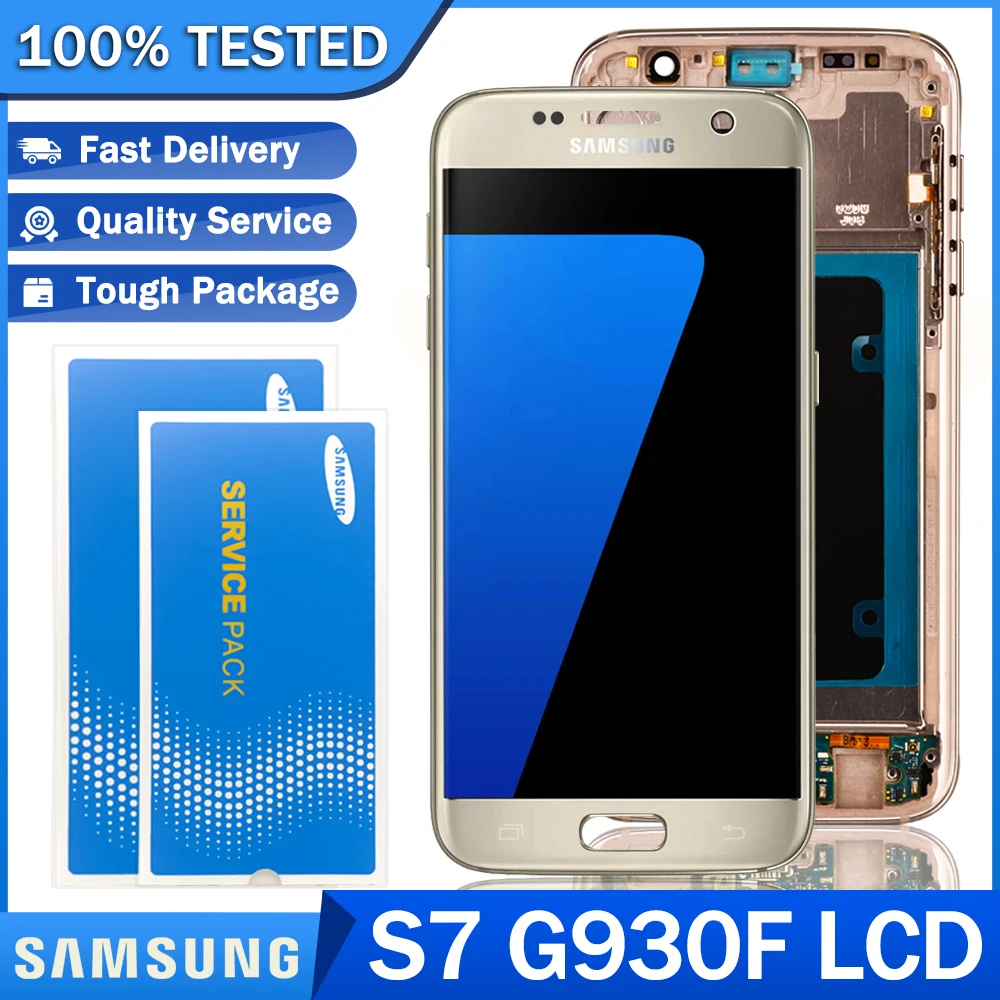 5 1 ''Оригинальный ЖК-дисплей для SAMSUNG Galaxy S7 G930 G930F Super AMOLED дисплей + рамка