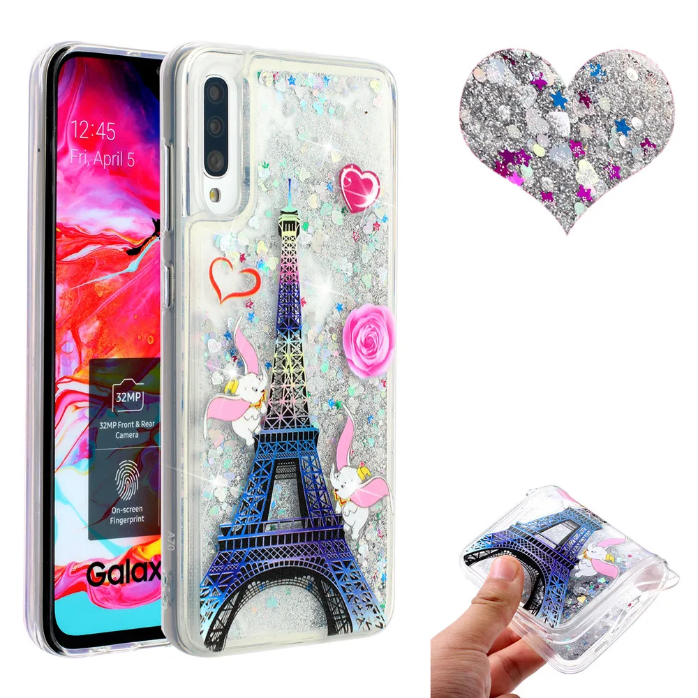 

Glitter Liquid Phone Case sFor Samsung Galaxy A10 A20 A30 A40 A50 A70 M10 M20 Case Cute Transparent Soft Silicone Cover Capa