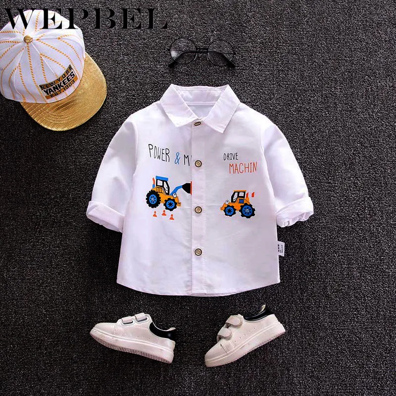 WEPBEL осенние Рубашки для маленьких мальчиков с длинным рукавом