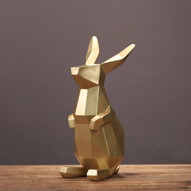 Европейские, полимерные геометрические Lucky Rabbit маленькие украшения, открывающие подарки на новоселье, домашняя мебель, гостиная/офис, Ремесла, Декор