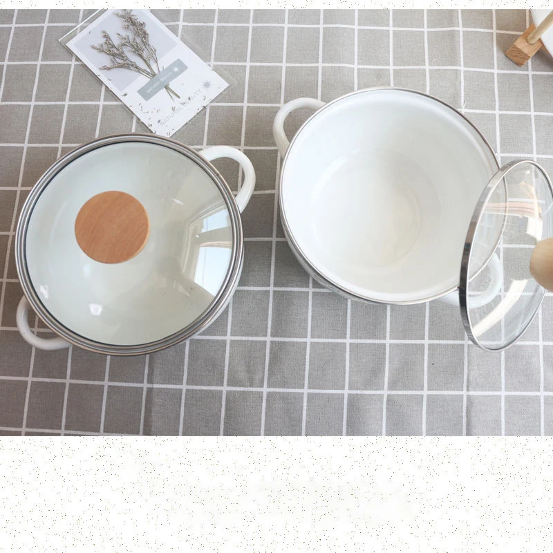 Soup Pot Enamel 16cm Small 1.5L Thick Hot Instant Noodle Cookware Set Ollas De Cocina Kitchen | Дом и сад