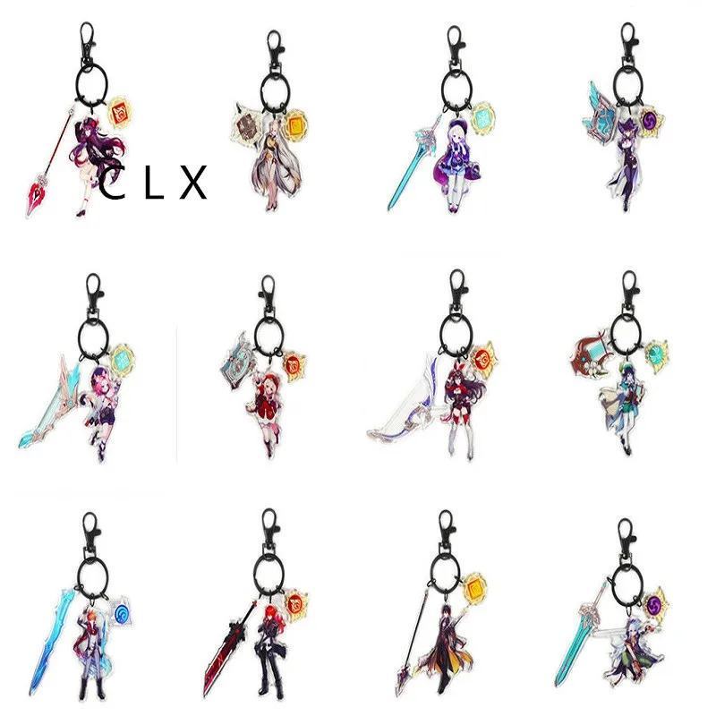 

Hot Game Genshin Impact Anime Keychain Cosplay Hutao Xiao Ganyu Albedo Zhongli Cute Cartoon Character Fans Collection Pendant
