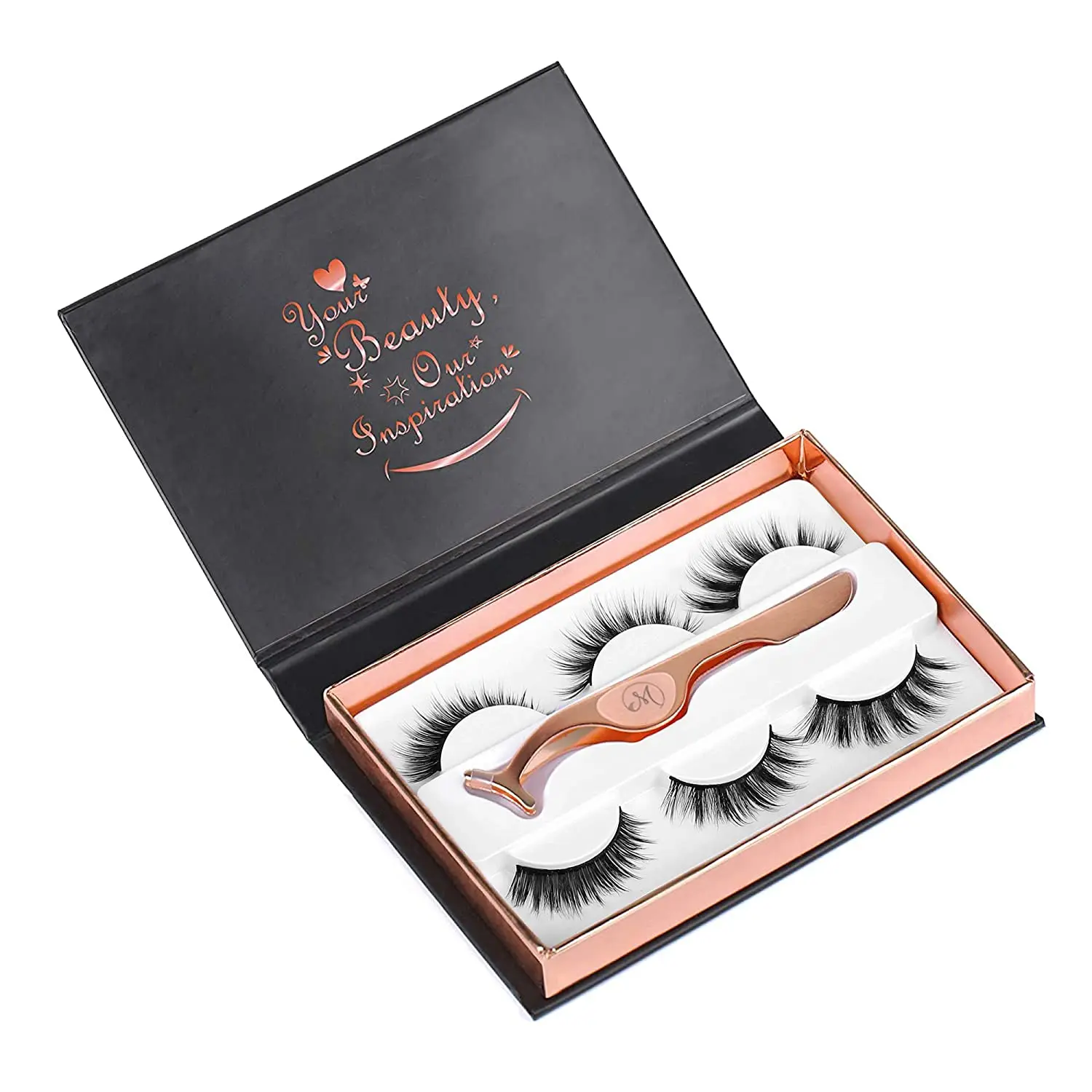 

MUSELASH Ultra Soft False Eyelashes 3D 3 PAIRS 3 STYLES with Tweezers 3D Faux Mink False Eyelashes set Volumize natural Cat-eye