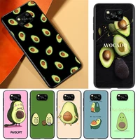 cute cartoon avocado food phone case for xiaomi civi play mix 3 a2 a1 6x 5x poco x3 nfc f3 gt m3 m2 x2 f2 pro c3 f1 black soft