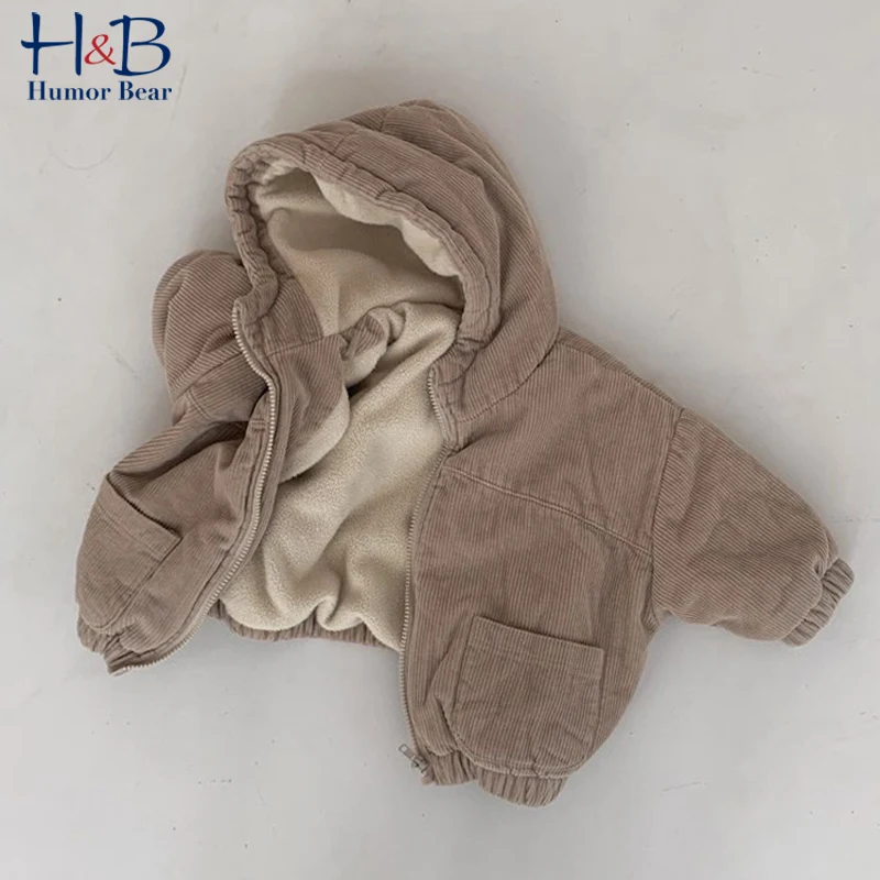 

Humor Bear Children's Hooded Jacket New Autumn Winter Long -Sleeved Corduroy Warm Casual Coat Toddler Kids Clothes