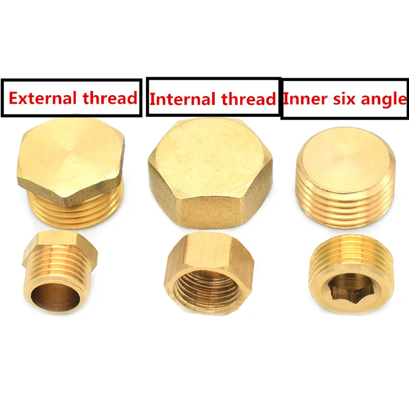 

Латунная Труба с резьбой BSP, 1/8 дюйма, 1/4 дюйма, 3/8 дюйма, 1/2 дюйма, 3/4 дюйма, Шестигранная головка, латунная Концевая крышка, штуцер, Соединитель...
