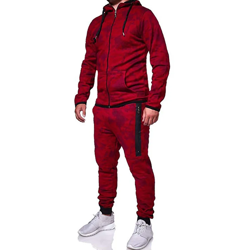 MUQGEW комплект для мужчин с длинным рукавом камуфляж толстовки + брюки осень печати