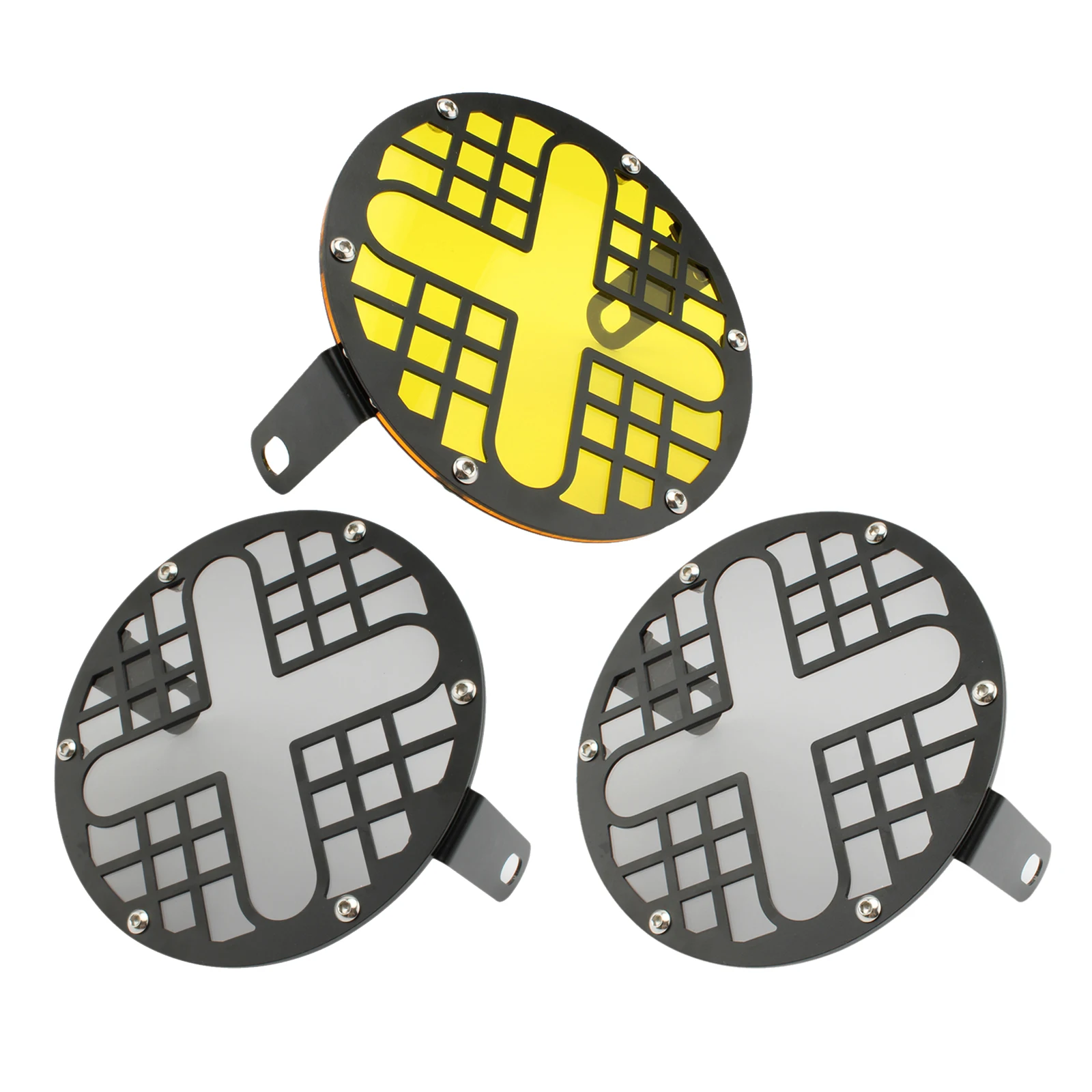 

20cm Motorcycle Headlight Covers Vintage Motorbike Front Light Headlamp Guards Mask with Acrylic Board Metal Grille