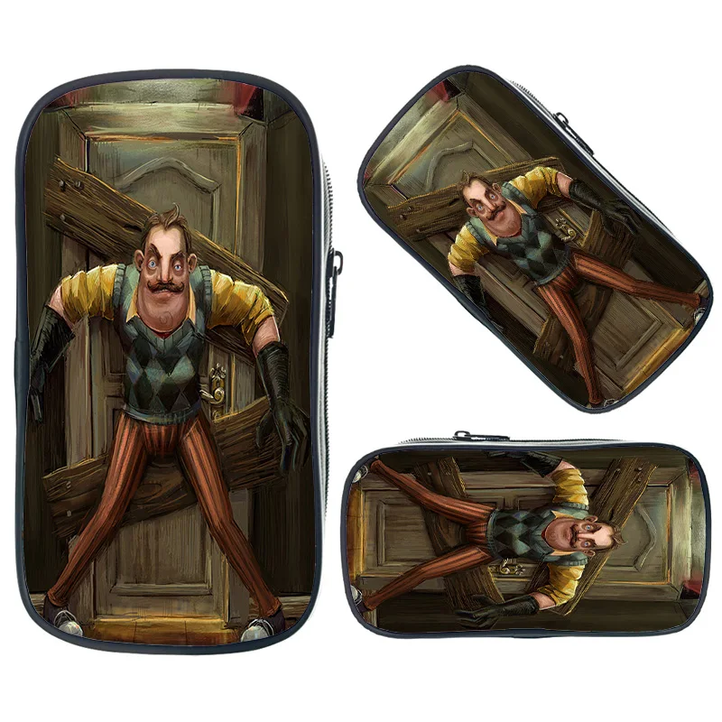 Горячая игра Hello Neighbor косметические Чехлы двойной карандаш держатель детские