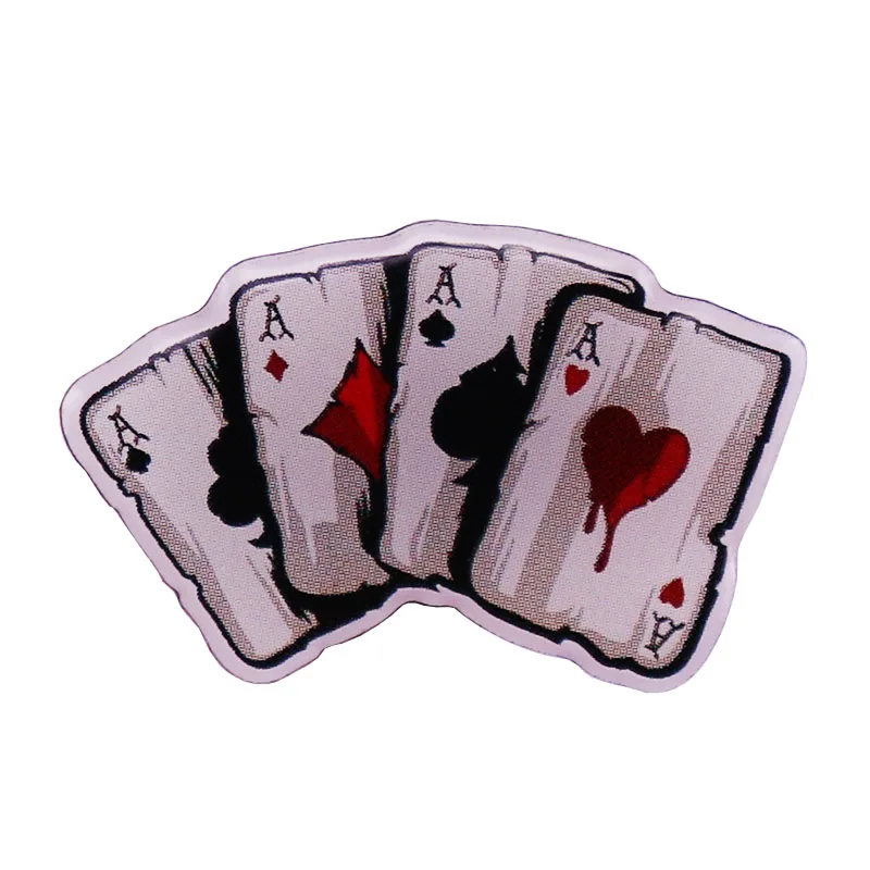 Playing Cards A Enamel Pin Casino Four aces Poker badge Goth Punk Las Vegas Gambling Gift Jewelry | Brooches