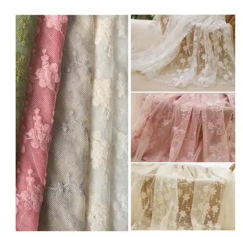 

Embroidery Jacquard Mesh Fabric Tulle for Nigerian Dress Skirts Clothes Wedding Decoration Fabric 1Yard 130CM Width