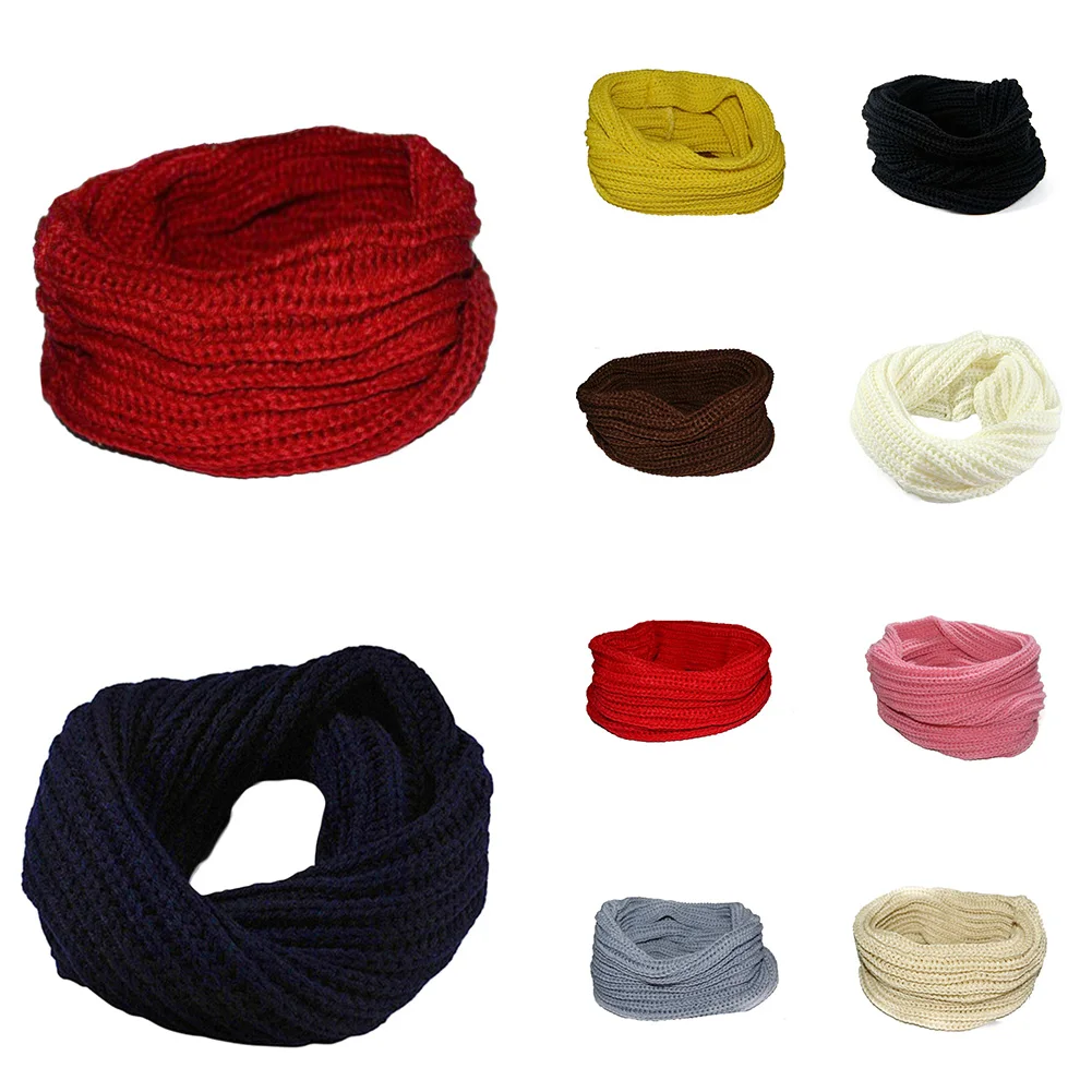 

2021 New Fashion Unisex Woolen Scarf Knit Neckerchief Single Circle Neck Ring Soild Comfortable Shawl Wrap Winter Warm Collar