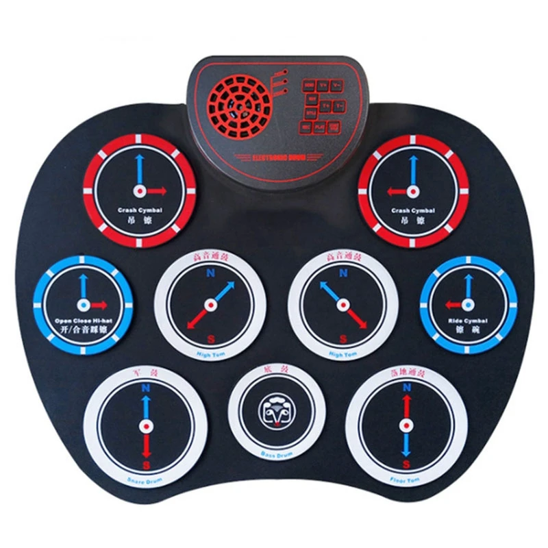 

Portable Electronic Roll Up Drum Silicone Drum Kit Built-in Speaker with Drum Sticks Foot Pedals for Beginners Kids