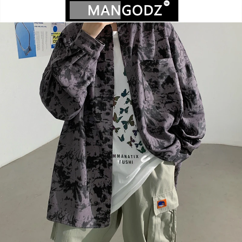 

Тай-дай Мужская рубашка с длинными рукавами 2021 Ранняя весна Новые повседневные рубашки свободные винтажные мужские одежда Японская улична...