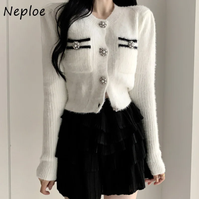 Шикарный однобортный Кардиган Neploe в стиле ретро с круглым вырезом Fuzzr женский