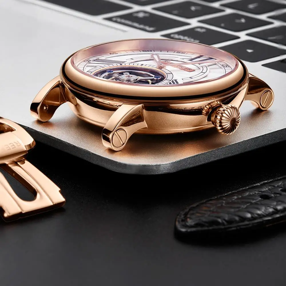 Мужские часы из турбийона мужские автоматические наручные Reef Tiger Роскошные