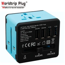 Plug Adapter 4USB Travel Adaptor Universal Mobile Phones Power Charger for US UK EU AU Wall Electric Sockets Converter