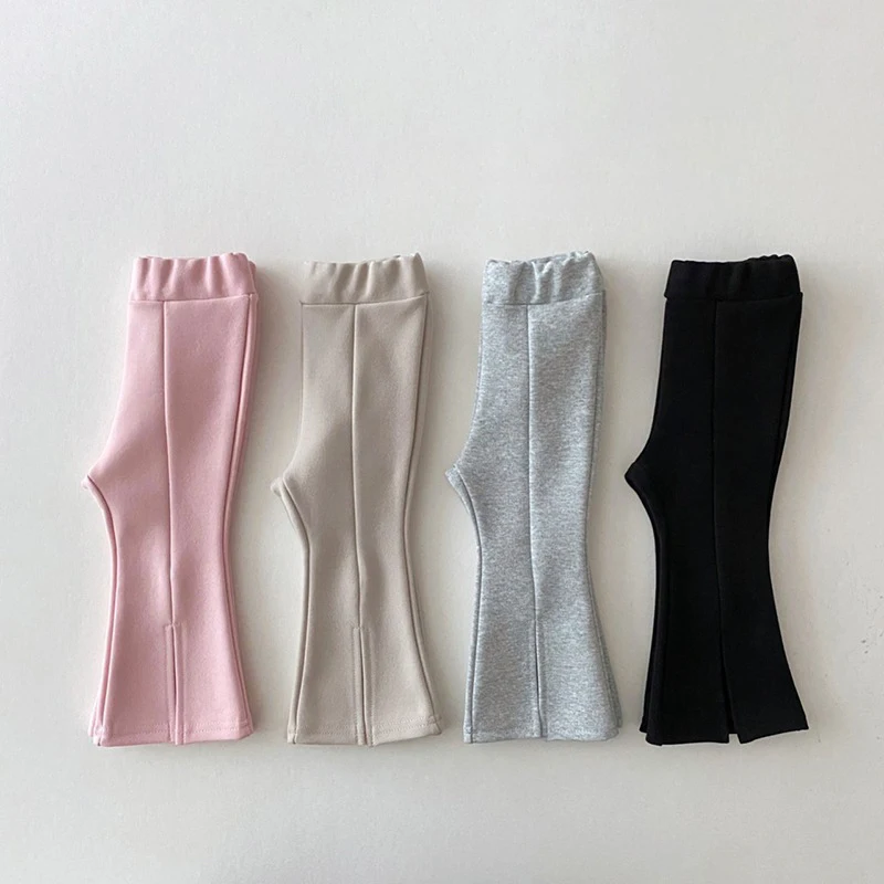 

2021 New Autumn Kids Flared Pants Solid Fall Pants Baby Girl Casual Trousers Cotton Clothing Girls Flare Pants