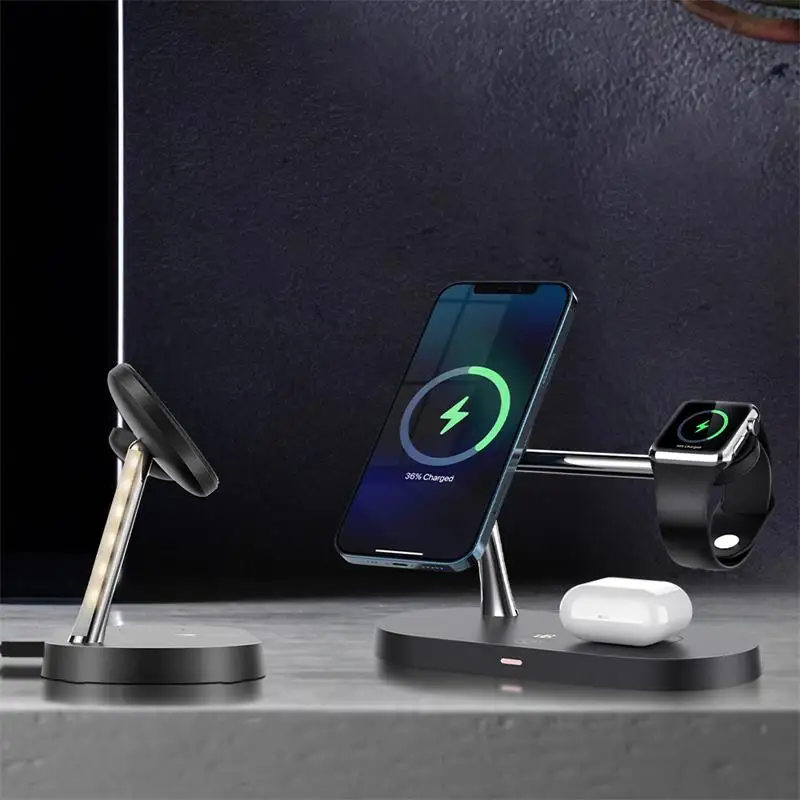 

3 in 1 Magnetic Wireless Charger 15W Fast Charging Station For iPhone 12 Pro Max Phone Quick Chager For Apple Watch For Airpods