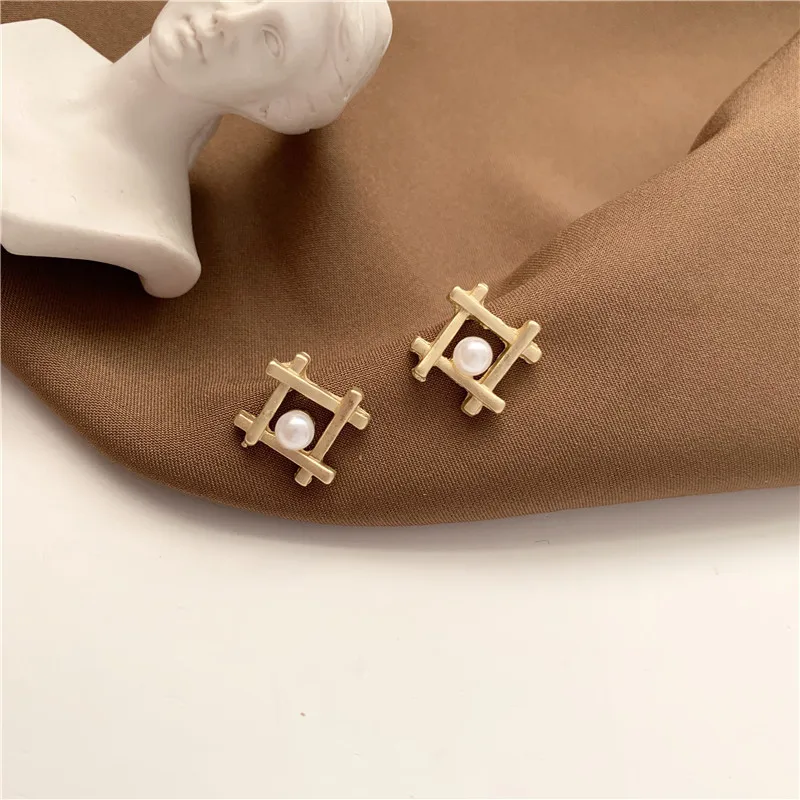 Новинка 2020 корейские простые изысканные Геометрические Квадратные жемчужные