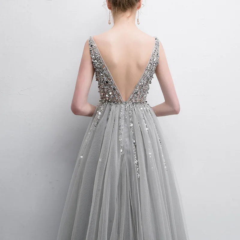 Evening Dresses Long Robe De Soiree Crystal Beaded Vestidos Gala Backless Women Formal Dress Party Prom Gown | Свадьбы и торжества