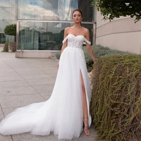off the shoulder sweetheart neckline sexy high slit wedding dresses lace appliques white tulle simple bridal gowns %d1%81%d0%b2%d0%b0%d0%b4%d0%b5%d0%b1%d0%bd%d0%be%d0%b5 %d0%bf%d0%bb%d0%b0