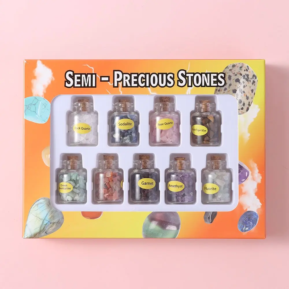 Home Statue Rose Quartz Mini Ornament Gravel Bottles Wooden Cork Stones Natural Crystal Stone Healing | Дом и сад