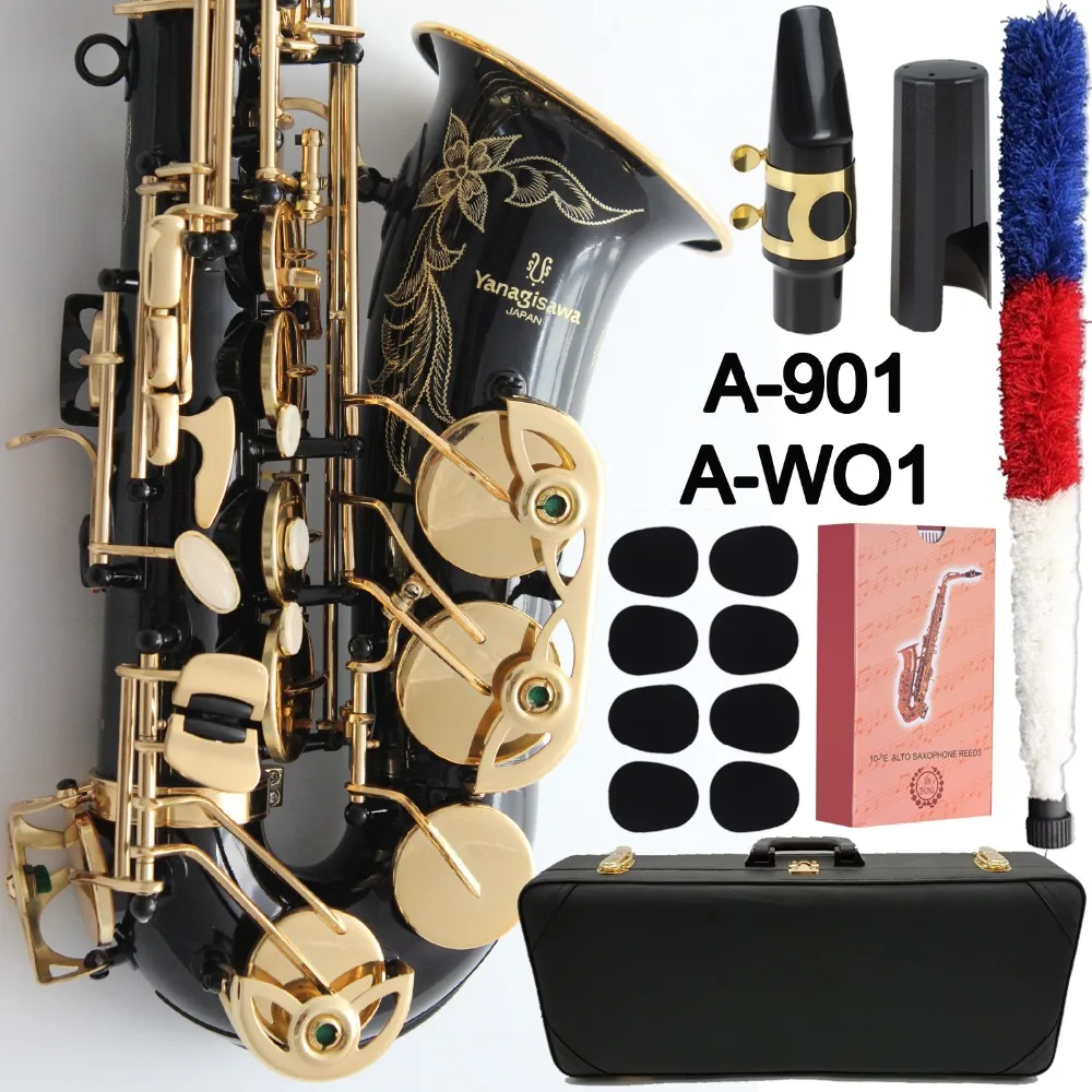 

Brand New Elegant Sound MFC Alto Saxophone A-901 A-WO1 Black Lacquer Sax Alto Mouthpiece Reeds Neck Musical Instrument