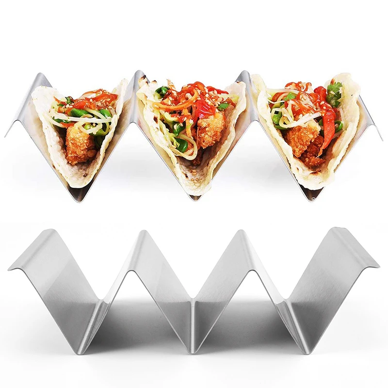 

Display Stand For Pizza Cake Roll Stainless Steel Taco Rack Holder Durable Wave Food Holder Mexican Pancake Rack Kitchen Tool