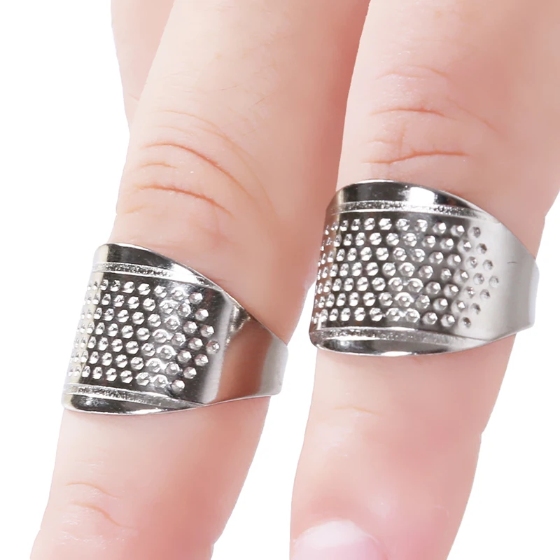 

2021 2 Pcs Household Sewing DIY Tools Silver Ring Thimble Finger Protector Household Quilting Craft Accessories