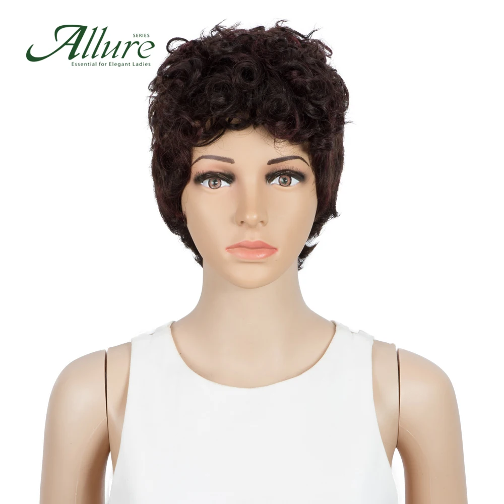 Натуральный короткий парик для темных женщин кудрявые человеческие волосы