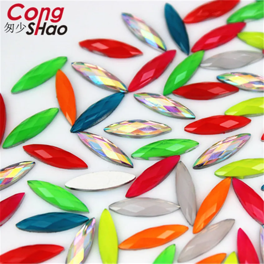 Mix color Cong Shao, 100 шт, 4*15 мм, AB, прозрачные, конский глаз, смола, стразы, отделка, кристаллы, плоская задняя сторона, для свадебного платья, пуговицы, украшение, ZZ214 - Цвет: Mix color