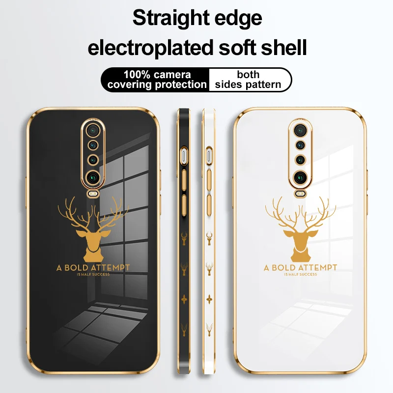 

Fashion Soft Electroplating Deer Head Pattern Phone Case For Xiaomi Redmi K40 K30 Note 9 Power 9T Poco X2 M3 F2 F3 Pro Max Cover