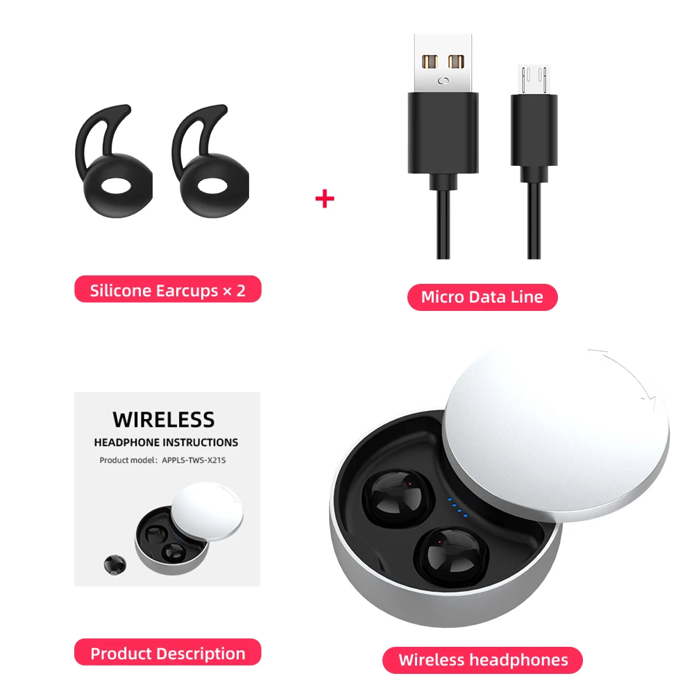 

X21S TWS Earphone Bluetooth 5.0 Mini Headsets With Microphone Hidden Sport Wireless Earphones Invisible Earbuds Support Dropship