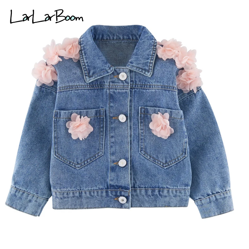 LarLarBoom Denim Jacket for Girls Coats 2019 New Autumn Unicorn Pattern Long Sleeve Baby Outerwear Jean Child | Детская одежда и
