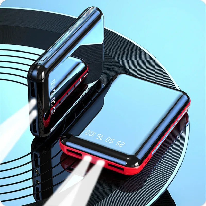 mini portable 80000mah power bank charging fast charge pd 20w with flashlight dual usb external battery for iphone xiaomi huawei free global shipping