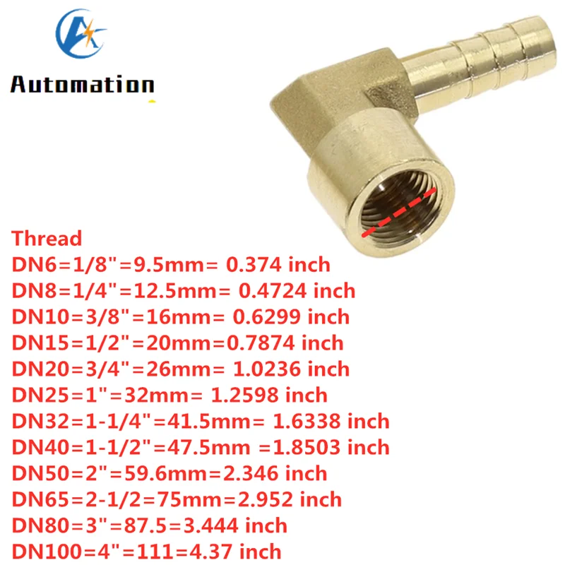 

6~16mm Hose Barb x 1/2" Female Thread 90Degree Elbow Brass Barbed Fitting Coupler Connector Adapter For Fuel Gas Water Copper