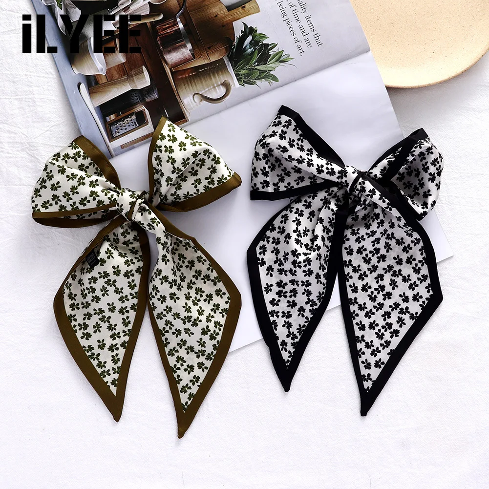 

ILYEE 2021 New Designer Silk Purse Bag Handle Bandana Scarf Foulard Femme Long Skinny Hair Band Scarves for Women Headbands